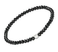 Apocalyptic-K Natural Rhombic Stone Bracelet with 925 Sterling Silver，3-4MM，Natural Tourmaline,Obsidian，Spinel Beaded Bracelet,Individuality, Fashion Gift (4MM, Black Tourmaline)