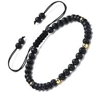 Apocalyptic-K Volcanic Rock Anklet&18K Gold, │4MM│9.5-12.5 in│，Natural Stone, Hand Woven (Size Adjustable) (Volcanic Rock，4MM)