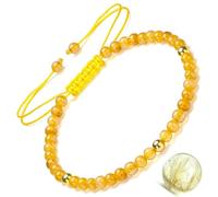 Apocalyptic-K Women's 925 Sterling Silver/Gold Anklet, │4MM│9.5-12.5 in│，Natural Stone, Hand Woven (Size Adjustable) (Blonde Crystal)