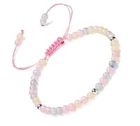 Apocalyptic-K Women's 925 Sterling Silver/Gold Anklet, │4MM│9.5-12.5 in│，Natural Stone, Hand Woven (Size Adjustable) (Morgan Anklet，4MM)