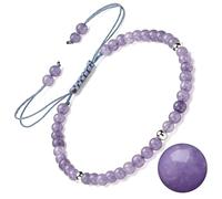 Apocalyptic-K Women's 925 Sterling Silver/Gold Anklet, │4MM│9.5-12.5 in│，Natural Stone, Hand Woven (Size Adjustable) (lavender Anklet，4MM)