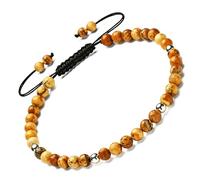 Apocalyptic-K Women's 925 Sterling Silver/Gold Anklet, │4MM│9.5-12.5 in│，Natural Stone, Hand Woven (Size Adjustable) (Natural Picture Stone)