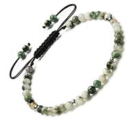 Apocalyptic-K Women's 925 Sterling Silver/Gold Anklet, │4MM│9.5-12.5 in│，Natural Stone, Hand Woven (Size Adjustable) (Natural Trellis)