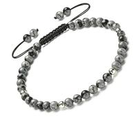 Apocalyptic-K Women's 925 Sterling Silver/Gold Anklet, │4MM│9.5-12.5 in│，Natural Stone, Hand Woven (Size Adjustable) (Natural Snowflake Stone)