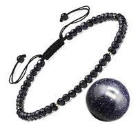 Apocalyptic-K Women's 925 Sterling Silver/Gold Anklet, │4MM│9.5-12.5 in│，Natural Stone, Hand Woven (Size Adjustable) (Tangent Plane Blue Aventurine Anklet，4MM)