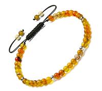 Apocalyptic-K Women's 925 Sterling Silver/Gold Anklet, │4MM│9.5-12.5 in│,Natural Stone, Hand Woven (Size Adjustable) (Brown Dragon Agate)