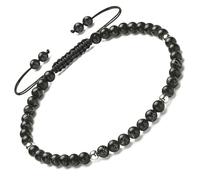 Apocalyptic-K Women's 925 Sterling Silver/Gold Anklet, │4MM│9.5-13 in│，Natural Stone, Hand Woven (Size Adjustable) (Black Turquoise-4MM)