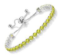 Apocalyptic-K Women's Zirconia Bracelet，Black/Colored/Blue&White Zirconia Bracelet，3MM/4MM, Stylish 6A Quality Zirconia, (4MM, Yellow Zirconia，Platinum)