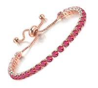 Apocalyptic-K Women's Zirconia Bracelet，Black/Colored/Blue&White Zirconia Bracelet，3MM/4MM, Stylish 6A Quality Zirconia, (4MM, Roseo Zirconia，Rose Gold)