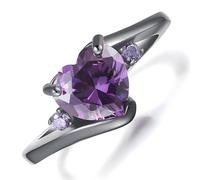 Apocalyptic-K Zirconia Ring,Titanium Steel Ring Inlaid With Cube Shaped Zirconia, Jewellery Gift, with beautiful gift box. (Adjustable Size, Black Gold-Purple Zirconia)