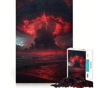 Apocalyptic Red Storm Over The Ocean Jigsaw Puzzles 1000 Piece for Teenagers Skill Play Accurate Cut Home Fun (38x26cm)