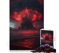 Apocalyptic Red Storm Over The Ocean Jigsaw Puzzles 1000 Piece for Teenagers Skill Play Accurate Cut Home Fun (38x26cm)