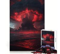 Apocalyptic Red Storm Over The Ocean Jigsaws for Adults1000 Pieces Brain Teaser Bright Color Family Pastime Home Decor (50x75cm)