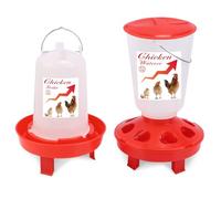 APODESS Chick Feeder and Waterer Set Top Fill 3.3LB Feeder and 0.4Gal Waterer with 3 Adjustable Heights Legs for Chicks