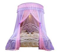 Apofly Double Bed Curtain, Purple, Round, Romantic Style, Princess Theme, Polyester Material, Machine Washable, Bedroom Decoration