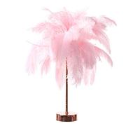 Apofly Led Night Light Feather Table Lamp USB Chargable Battery Power with Remote Control Decoration Lampshades for Bedroom Bedside Wedding Pink