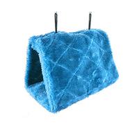Apofly Parrot Hammock Bird Hanging Bed Soft Plush Nest House Shed Toys for Cage Budgies Eclectus Parakeet Cockatiels Lovebird Blue