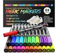 APOGO 24 Fabric Pens Permanent for Clothes White T Shirt Design Kit Canvas Tote Bag Pillowcases Plain Cotton Bags Shoes Baby Shower Games, and Craft Paint Pens Art Markers for Adults Kids Gift