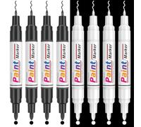 APOGO 8 Pack Oil Based Paint Pens, Dual tip (0.7mm & 2-3mm) Permanent Marker Pens, 4 Black & 4 White Waterproof Paint Markers for Rocks Painting, Tyre, Wood, Metal, Leather, Plastic, Glass