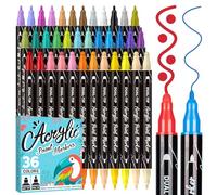 APOGO Acrylic Paint Pens, 36 Dual Tip Acrylic Markers (Fine & dot markers) for Pumpkin Painting, Halloween Decorations, Rock Painting, Crafts for Kids Adults