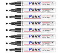 APOGO Black Marker Pen - 8 Pack Waterproof Permanent Marker Pens Black, Oil Based Medium Tip For Rocks, Wood, Metal, Plastic, Glass, Mugs, Arts & Crafts, Headstone Lettering Repair