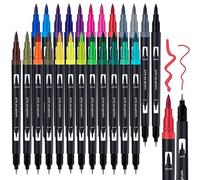 APOGO Dual Tip Brush Pens for Adult Colouring Books, 24 Colours, 1-4 mm & 0.4 mm Tips, Art Pens