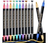 APOGO Glitter Pens - 12 Dual Tip Metallic Marker Pens Art Supplies for Scrapbook Accessories, Black Paper, Photo Album, Card Making, Art Supplies, Teenage Girls Gifts, Stocking Fillers