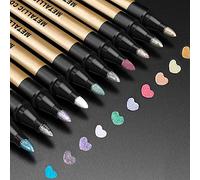 APOGO Metallic Marker Pens Metallic Pens, Arts and Crafts for Kids, 10 Colours Glitter Pens for Black Paper, Scrapbook Accessories, Gift Card Making, Art Supplies for Teenage Girls