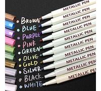 APOGO Metallic Marker Pens Scrapbook Pens for Black Paper, Arts and Crafts for Kids, Metallic Pens for Scrapbooking, Scrapbook Accessories, DIY Photo Album, Glass, Metal, Wood, Art Supplies