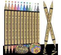 APOGO Metallic Marker Pens - Teenage Girls Gifts, 12 Dual Tip Metallic Paint Pens for Black Paper Scrapbook Accessories Art & Craft Supplies Christmas Stocking Fillers, Gifts for Teenage Girls