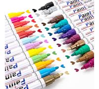 APOGO Paint Pens Paint Markers on Multiple Surfaces, Quick Dry Permanent Marker Pens, Oil-Based Ink Waterproof Paint Marker Pen Set for Rocks Painting, Wood, Fabric, Plastic, Canvas, Mugs, DIY Craft