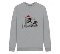 apoh Men's Santa Great Wave Hokusai Sweatshirt in Light Grey | Size: Large apoh Light Grey L