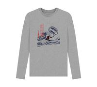 apoh Men's Santa Great Wave Merry Xmas Hokusai Long-Sleeved T-Shirt in Mid Grey | Size: Small apoh Mid Grey S