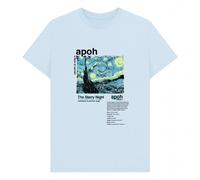 apoh Men's Starry Night Text Vincent Van Gogh T-Shirt in Light Blue | Size: Medium apoh Light Blue M