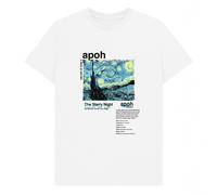 apoh Men's Starry Night Text Vincent Van Gogh T-Shirt in White | Size: Medium apoh White M