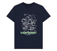 apoh Men's Sunflowers Scribble Vincent Van Gogh T-Shirt in Navy | Size: Medium apoh Navy M