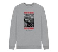 apoh Munch Santa's Coming Heather Grey Sweatshirt in Light Grey | Size: 2XL apoh Light Grey 2XL