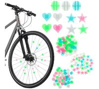 Apojgitn 108Pcs Bike Spoke Beads, Colorful Plastic Bicycle Wheel Spoke Beads Glow in The Dark Bicycle Wheel Decorations Easy Clip-on Luminous Bikes Wheels Spokes Accessories for Boys & Girls