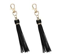 Apojgitn 2Pcs 5.9'' PU Leather Tassel with Lobster Swivel Keychain Pendant, Artificial Leather Tassels Keychain Tassels Charm for Handbag Backpack Car Key DIY Crafts Jewelry Making (Black)