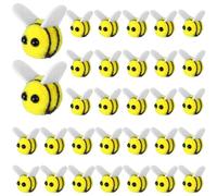 Apojgitn 30PCS Wool Felt Bee, Yellow Bee Shapes Toy for DIY Crafts Cute Bee Party Favors, Mini Bees Costume Plush, Elastic Felt Animals Balls for Baby Shower Decorations, Stuffed Crochet Bees