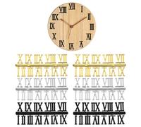 Apojgitn 6PCS Plastic Clock Roman Numerals Kit - Wall Clock Numbers for DIY Crafts, Roman Numerals Clocks Parts for Replacement, Repairing and Home Art Decor Accessories(Black Gold Silver)