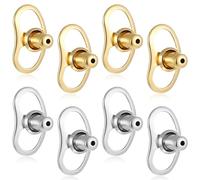 Apojgitn 8PCS Earring Lifters Backs for Droopy Ears, Large Earring Backs Replacements for Studs, Tight Locking Earrings Lifters for Heavy Earrings, Anti-Slip Jewelry Findings - Silver & Gold