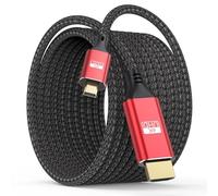ApoJodly 4K Micro HDMI to HDMI Cable 25FT, HDMI to Micro HDMI Cable HDR | High Speed Nylon Braided Cord (4K@60Hz, 2K, 1080P, 3D, ARC) for Camera, DSLR, Raspberry Pi 5/4, Laptop, Monitor