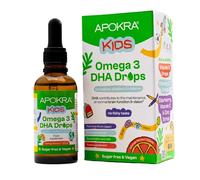 APOKRA Kids Omega 3 Vegan DHA Drops | Algae Oil Sustainable Source | No Fishy Taste | Preservative Free and Sugar Free | Algal Alternative to Fish Oil Supplements | Natural Orange Flavour | 50mL