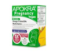 APOKRA Vegan Pregnancy Vitamins | Prenatal Multivitamin with Algae Omega-3 DHA & Quatrefolic Methylfolate | High Absorption | Calcium & Essential Nutrients | 60 Tablets