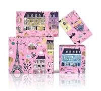 Apol Vintage Romantic Paris Eiffel Tower Wrapping Paper, Pink Traveller Europe Building Gift Wrap 4 Sheets Folded Flat 20x28 inches per Sheet for Souvenirs, Wedding, Birthday, Anniversary