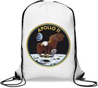 Apollo 11 American Bald Eagle Moon Mission Gym Sack Casual Drawstring Bag White