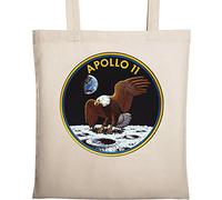 Apollo 11 American Bald Eagle Moon Mission Natural Ecological Cotton Tote Bag Beige