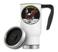 Apollo 11 American Bald Eagle Moon Mission Vacuum Insulated Thermal Travel Coffee Mug 480ml White