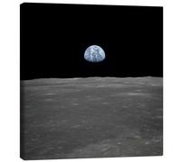 Apollo 11 rise of the earth above the moon, July 1969 Canvas print | 60 x 60 cm by NASA Black Wall art Wall decor